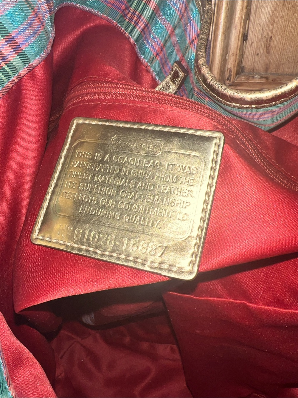Coach 15887 Poppy Tartan Bella Bucket Tote - Picture 10 of 13